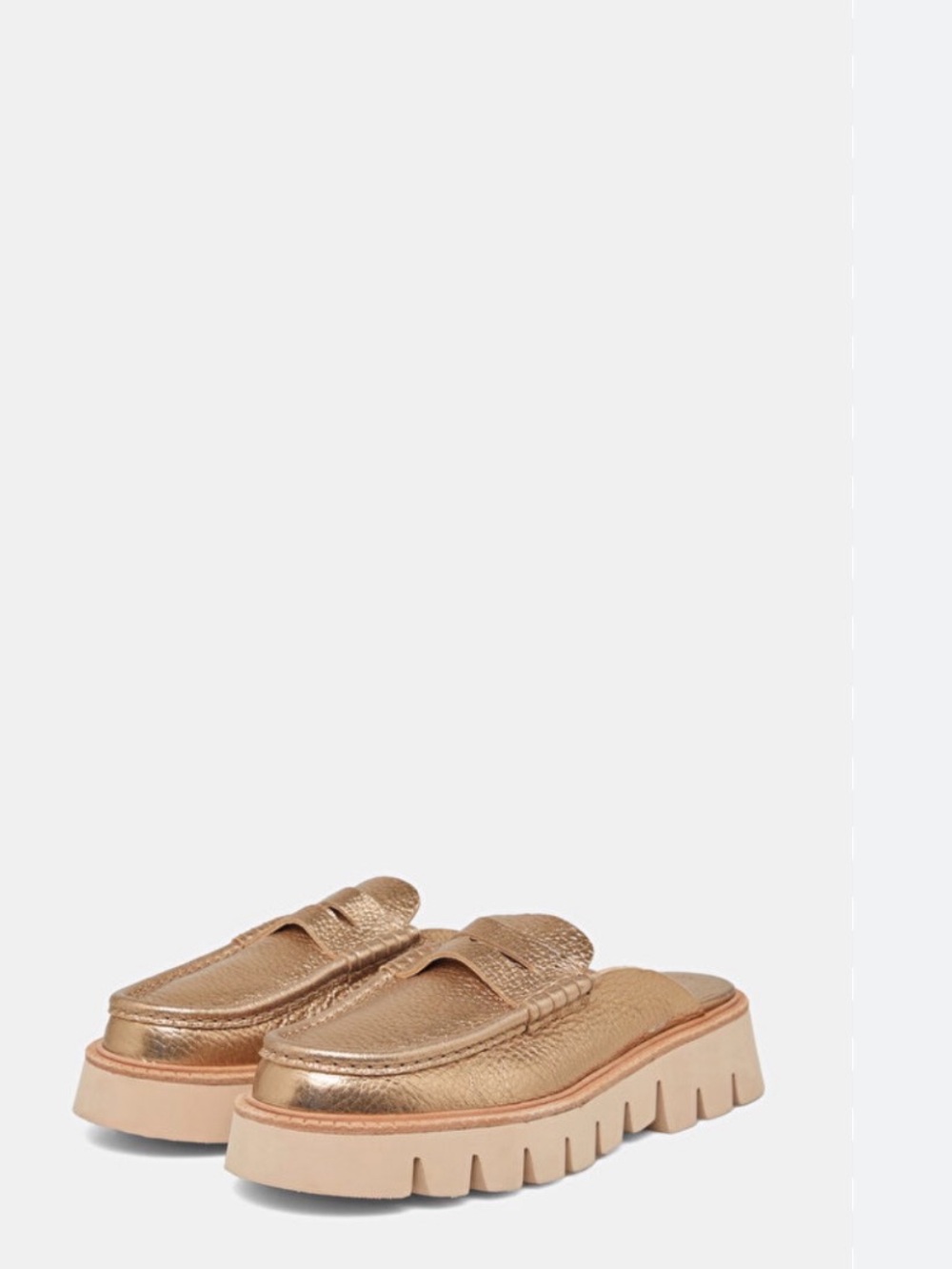 PEDRO GARCIA Metallic Gold Platform Loafer Mules - Women Shoes